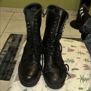 Steve Madden Black Leather Combat Boots